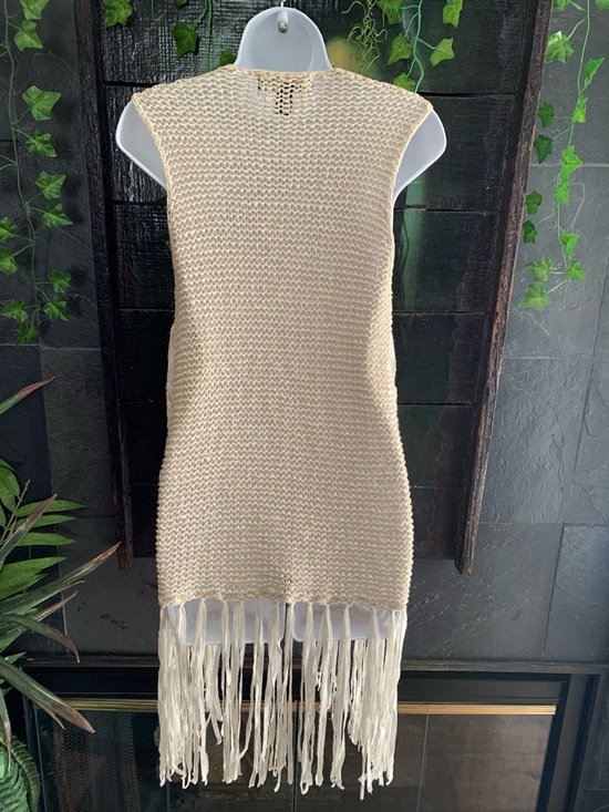 Boho Hippie Crochet Festival Fringe Open Knit Vest- M - Picture 5 of 13